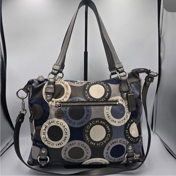 Coach Handbags - Coach F17582 Alexandra Blue Sateen Snaphead Print 3 Way Shoulder Bag.